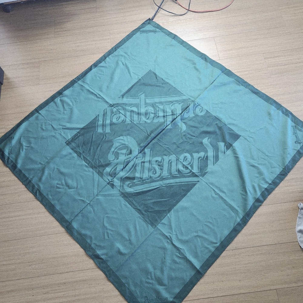 Pilsner Arquell Bohemia Beer Tablecloth 54" Square Czech Republic RARE Find